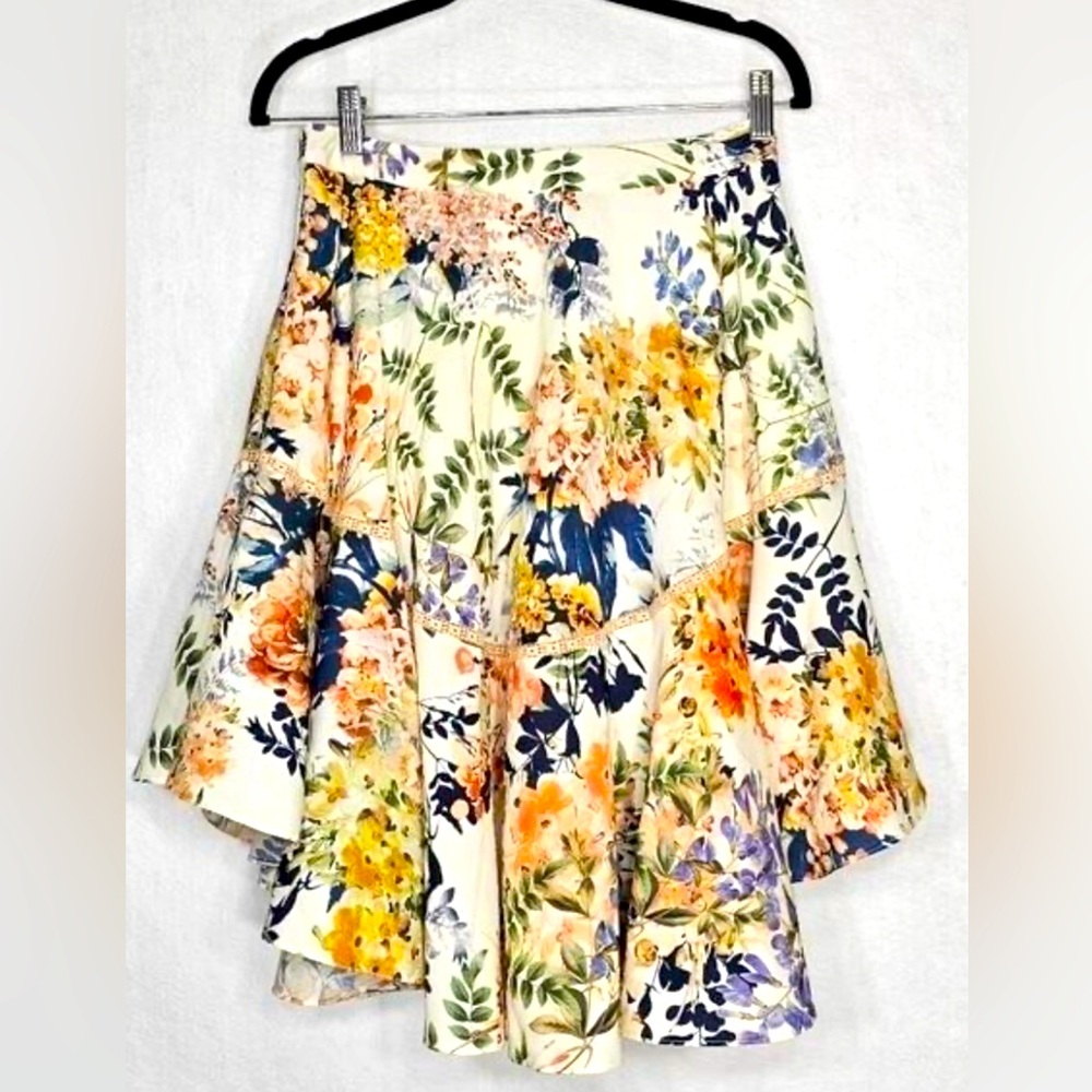 Anthropologie Ranna Gill Floral Asymmetrical Skirt